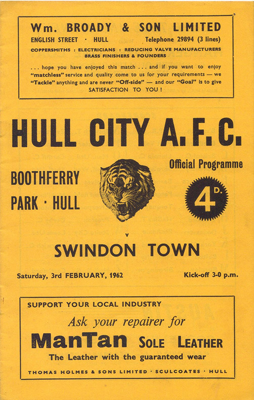 <b>Saturday, February 3, 1962</b><br />vs. Hull City (Away)